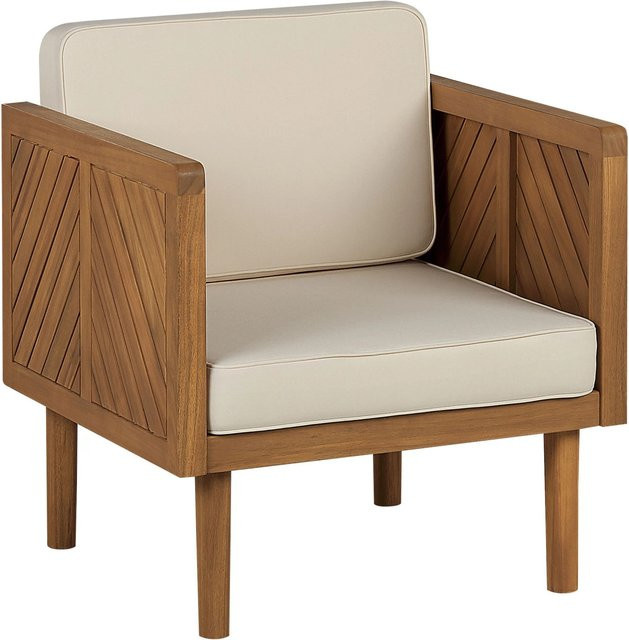 Beliani Gartenstuhl aus Akazienholz in Beige mit Armlehnen, B/T/H: 65 x 65 x 76 cm - Bild 1