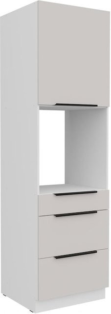 Küchen Hochschrank COMO in Kaschmir und Weiß mit 3 Schubkästen und einem offenen Fach, Breite: 60 cm - Bild 1