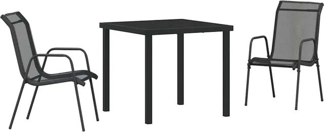 vidaXL Garten Essgruppe 3-teilig in Schwarz aus Textilene, Stahl und Glas - Bild 1