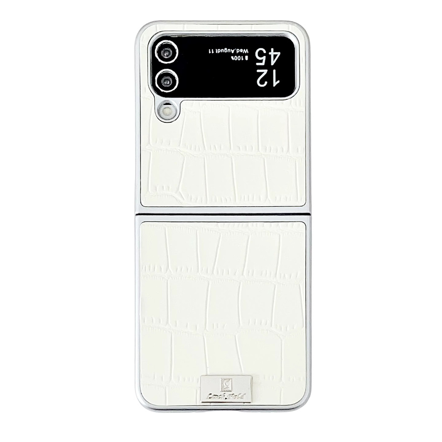 JINHR Schutzhülle aus Kunstleder mit Krokodilmuster für Samsung Galaxy Z Flip6, Z Flip5 und Z Flip4 in Beige - Bild 6