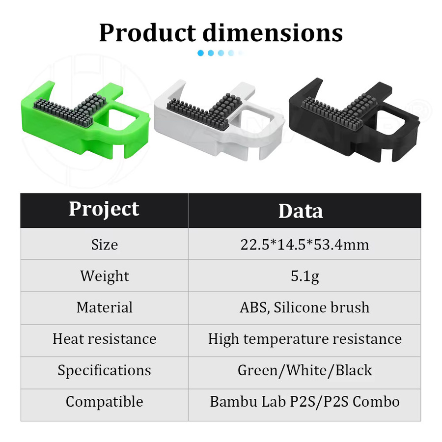 Bambu Lab Düsenreinigungsbürste aus Silikon für P2S Hotend in Weiß, Schwarz oder Grün - Bild 3
