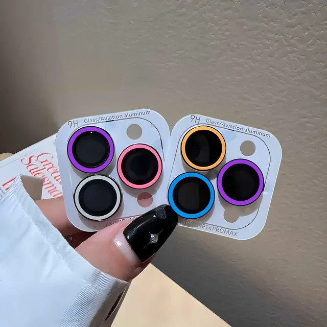Leuchtende Keramik Kamera Schutzfolie für Apple iPhone 12 13 14 15 Pro Max in Purple, 2-3 Stück Objektiv Ring Glas Kappe - Bild 1