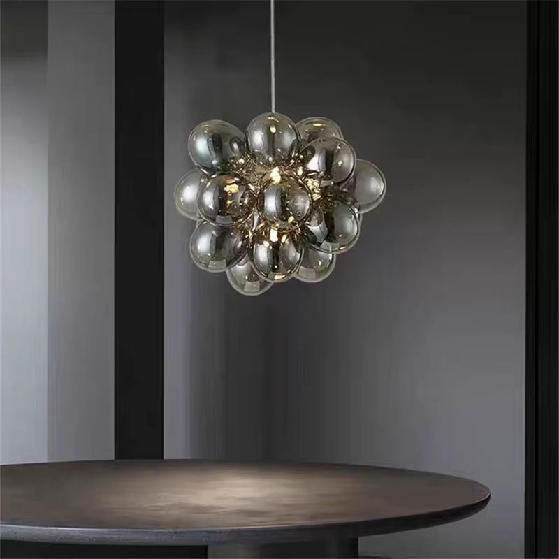 Brutto Grande Pendelleuchte LED mit Glasblasen-Design in Transparent und Silber für Wohnzimmer, Shop oder Lounge - Bild 2