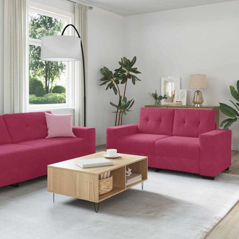 Vidaxl Modernes Sofa Set mit 3 Kissen in Rot aus Samt, B/T/H: 221 x 78 x 80 cm - Bild 1