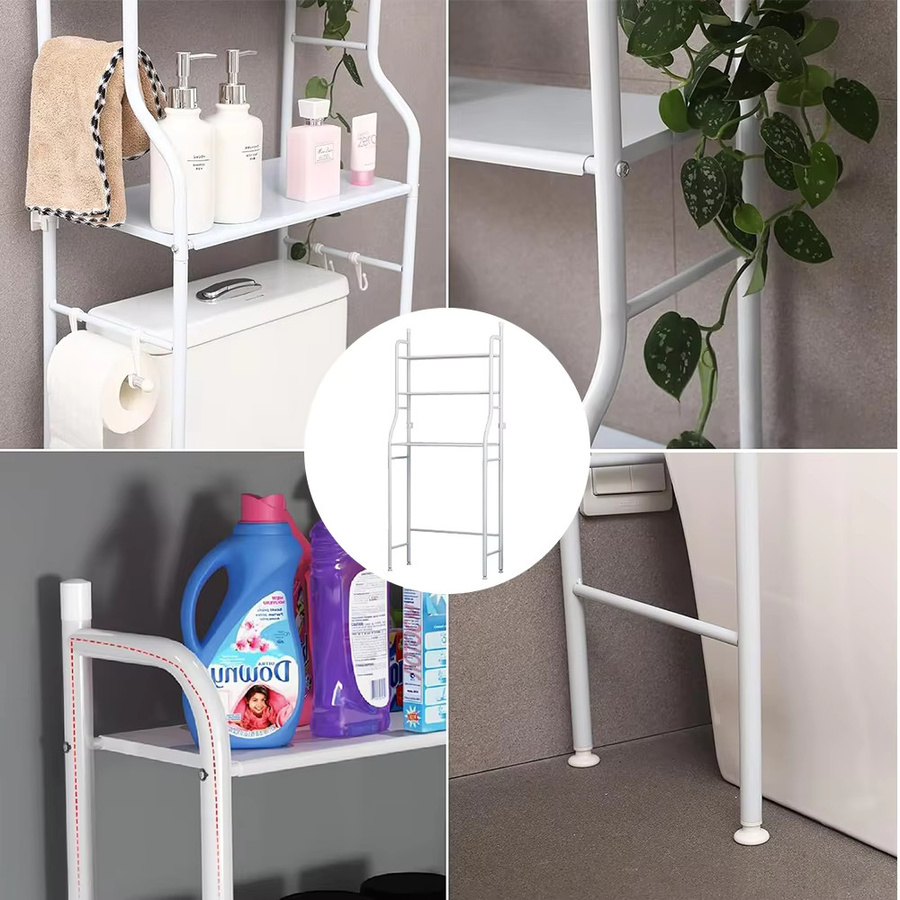 LONENESSL Waschmaschinenregal aus Metall in Weiß, modernes Multilayer-Lagerregal für das Badezimmer, Höhe: 155 cm, Breite: 68 cm - Bild 3