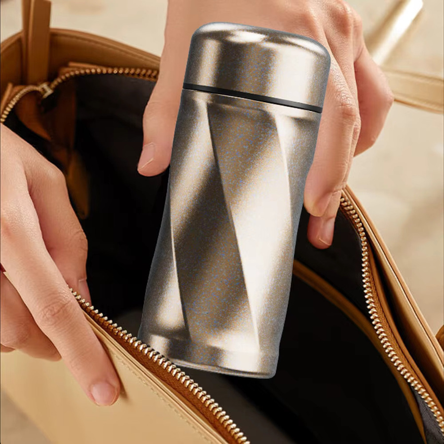 Apuraa Mini-Titan-Thermosbecher mit Tee-Ei, 200 ml, Silber/Grau - Bild 2