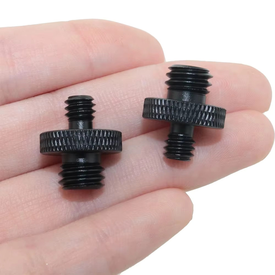 EXSKOF Stativschraubenadapter 3/8 Zoll Stecker auf 1/4 Zoll Außengewinde in Schwarz als Doppelkopfbolzen-Konverter für Kamerahalterungen, Licht und Einbeinstative - Bild 3