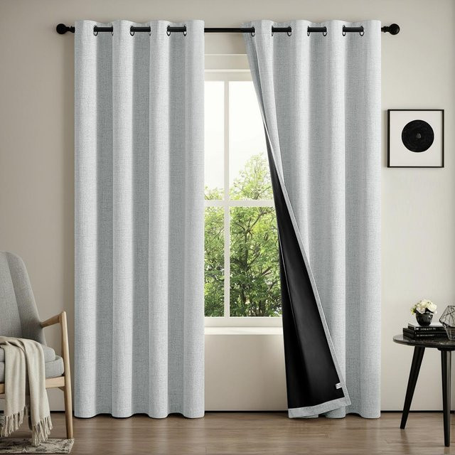 Verdunkelungsvorhang Einzelpaneel Weiß mit Ösen, 100% Blackout und Sonnenschutz, Breite: 100 cm, Höhe: 130 cm - Bild 1