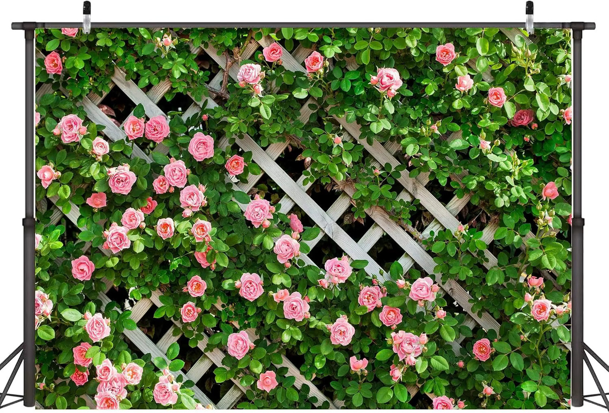 OURFETE Fotohintergrund Frühlingsblumen und grüner Blattzaun, B/H: 120 x 120 cm, Mehrfarbig - Bild 3