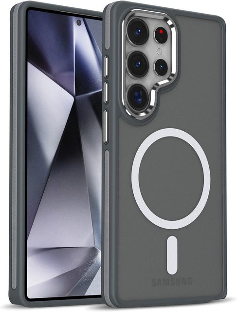 Magnetische Stoßfeste Handyhülle für Samsung Galaxy S25 Plus S24 Ultra S23 FE S22 in Grau mit MagSafe Kompatibilität für kabelloses Laden - Bild 1
