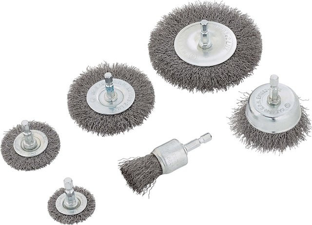LUX-TOOLS 6-teiliges Stahlbürsten-Set in Silber - Bild 1