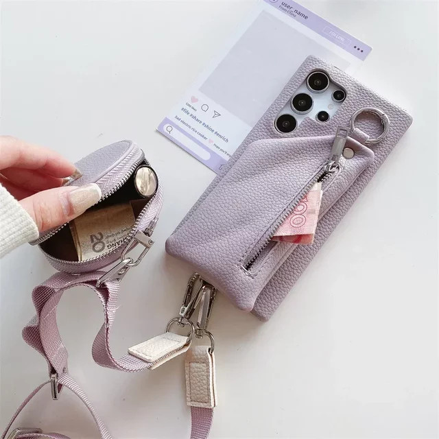 szHAIyu Lederhülle als Brieftasche und Umhängetasche mit Kartenfach für Samsung Galaxy S25 S24 S23 S22 S21 FE S20 Plus Note 20 Ultra in Blau - Bild 1