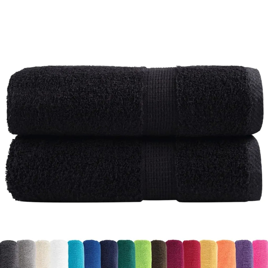 vidaXL Premium Waschhandtücher SOLUND aus Baumwolle, 2 Stück, Schwarz, B/B: 30 x 30 cm, 600 g/m² - Bild 2