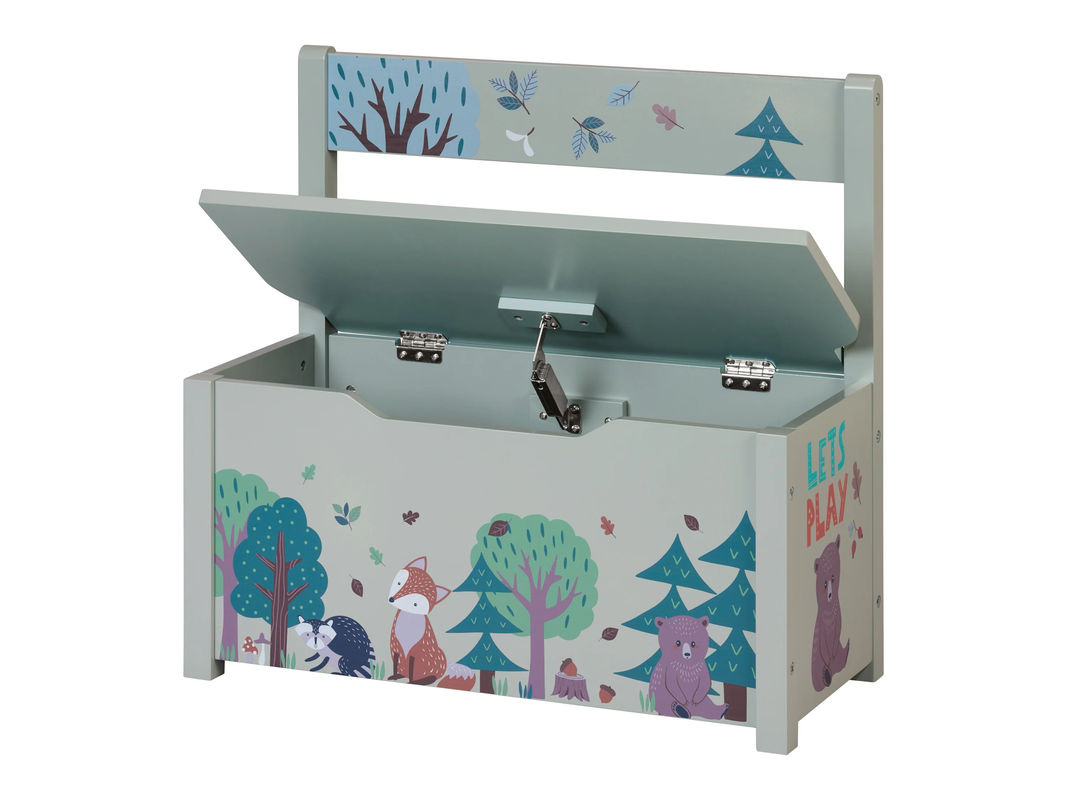 LIVARNO Truhenbank mit Waldtiermotiv in Blau für das Kinderzimmer, B/T/H: 58,5 x 40,0 x 29,0 cm - Bild 4