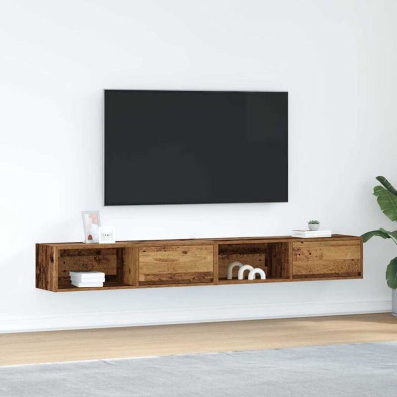 Vidaxl TV-Schrank Set aus Holzwerkstoff in Braun im Landhaus und Industrial Stil, 2 Stück, B/T/H: 100 x 31 x 25,5 cm - Bild 1