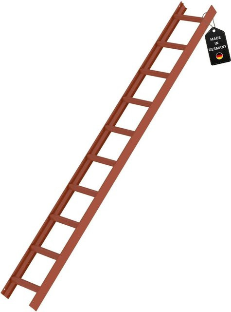PROREGAL Dachleiter aus Aluminium in Rotbraun mit 10 Sprossen, Höhe: 280 cm, Breite: 33 cm, Tiefe: 150 cm - Bild 1