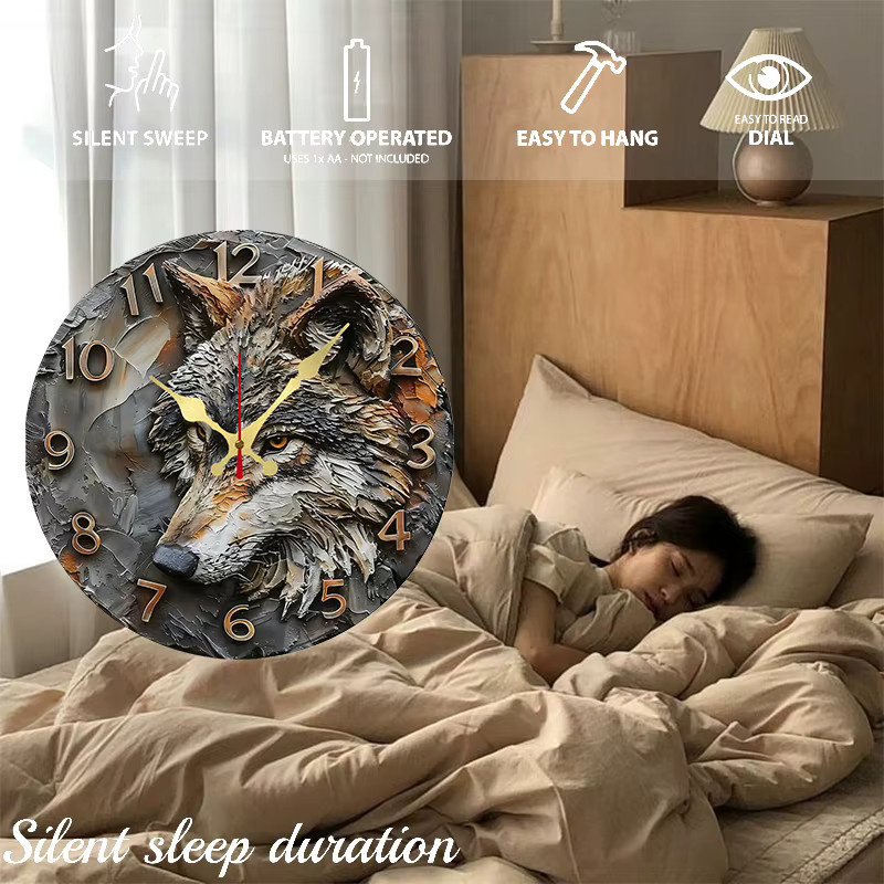 Geräuschlose runde Wanduhr aus Holz von Fox mit geometrischem Tierdesign in Multicolour, Durchmesser: 25 cm - Bild 4