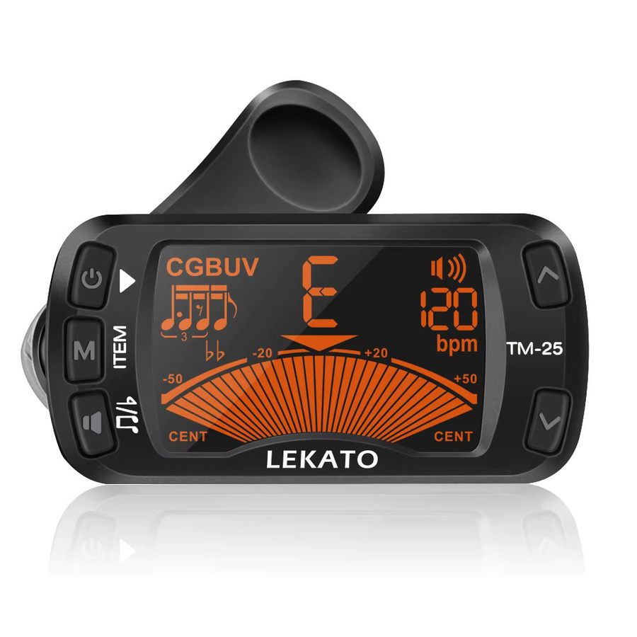 Lekato 3-in-1 Gitarren-Stimmgerät mit Metronom und Clip-On Funktion, Schwarz - Bild 3