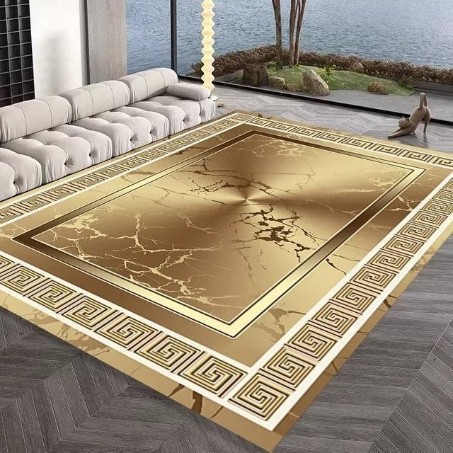 Karpetti Luxuriöser Teppich in Gold, Modernes Ornament-Design, Rutschfest, B/T: 120 x 160 cm - Bild 1