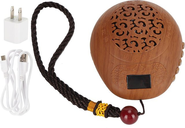 Wiederaufladbare Buddha-Maschine aus Kunststoff in Braun mit Tempel-Gesang und Schriftspiel im orientalischen Design - Bild 1