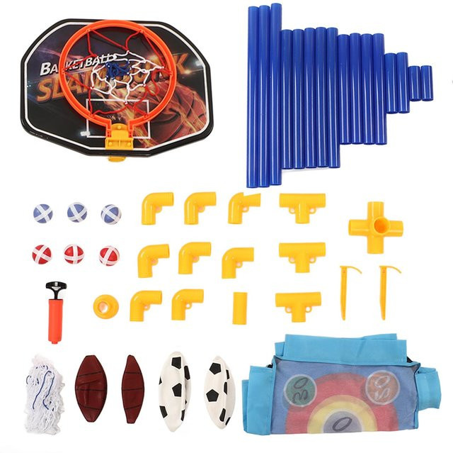Neoglint 3-in-1 Sportspielzeug, Mini-Fußballtor-Set mit Basketballkorb, Gelb, ab 6 Jahren - Bild 1