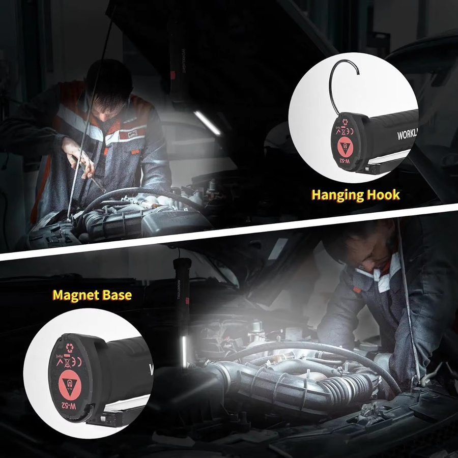 XIWANGFIRE Multifunktionale USB-Arbeitsleuchte mit COB-LED, magnetische Taschenlampe in Schwarz für Inspektionen und Notfälle - Bild 5