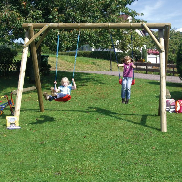 Tetzner und Jentzsch Doppelschaukel Maxi aus Holz in Braun, B/T/H: 300 x 220 x 220 cm - Bild 1