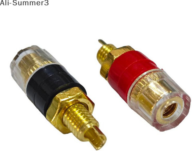 4/10 Stück Messing Bananenstecker mit transparentem Gehäuse, 4mm Gold beschichtet für HIFI Lautsprecher und Verstärker - Bild 1
