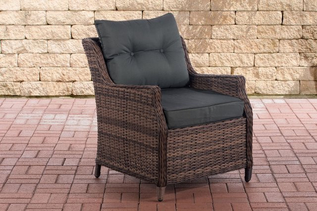 TPFGarden Sessel Pantheon in Anthrazit und Braun-meliert aus Rattan und Metall - Bild 1