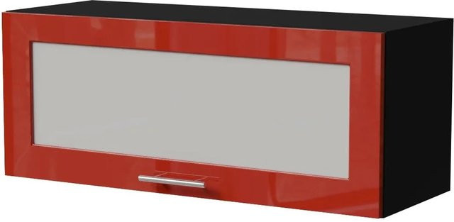 Feldmann-Wohnen Klapphängeschrank Brerra W4BS/90 WKF in Schwarz und Karminrot Hochglanz mit Glastüren und Soft-Close, B/T/H: 90 x 32,5 x 36 cm - Bild 1