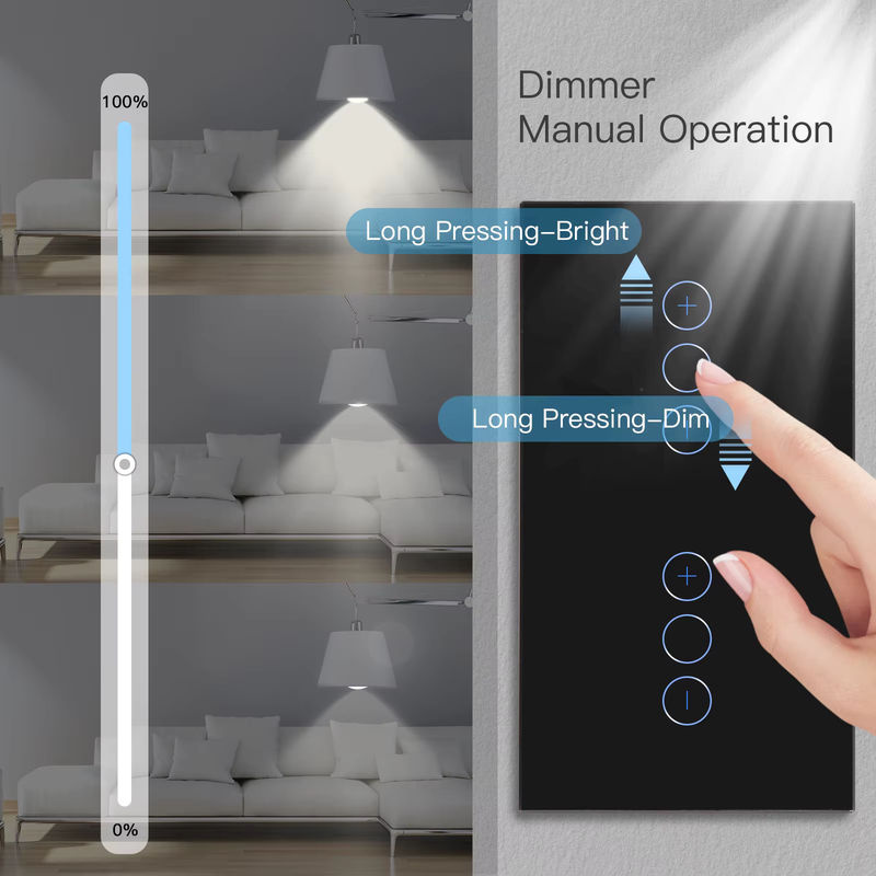 BSEED EU Standard LED Touch Lichtschalter mit Wanddimmer aus Kristallglas in Gold - Bild 2