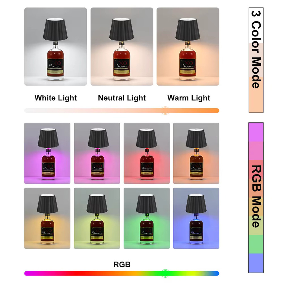 KFV Drahtlose RGB LED-Tischlampe für Weinflaschen mit Touch-Steuerung aus ABS-Kunststoff - Bild 2