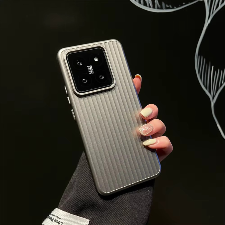 Matte Streifen Schutzhülle für Xiaomi 14, 13 Pro und 14 Ultra in Blau mit Kamera-Schutz und durchscheinender Hartschale - Bild 2