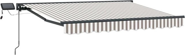 vidaXL Manueller Markisenrahmen mit LED-Beleuchtung in Hellgrau und Weiß, B: 500 cm, H: 230 cm, T: 300 cm - Bild 1