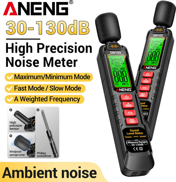 NENG GN102 Digitaler Tragbarer Schallpegelmesser mit Windschutz zur Messung von Umgebungsgeräuschen von 30-130dB - Bild 1