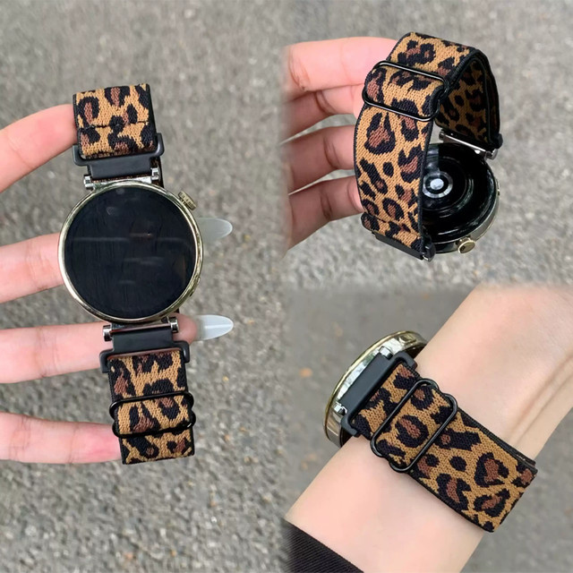 Uhrenarmband Stretch-Nylon, Leopardenmuster, Unisex - Bild 1
