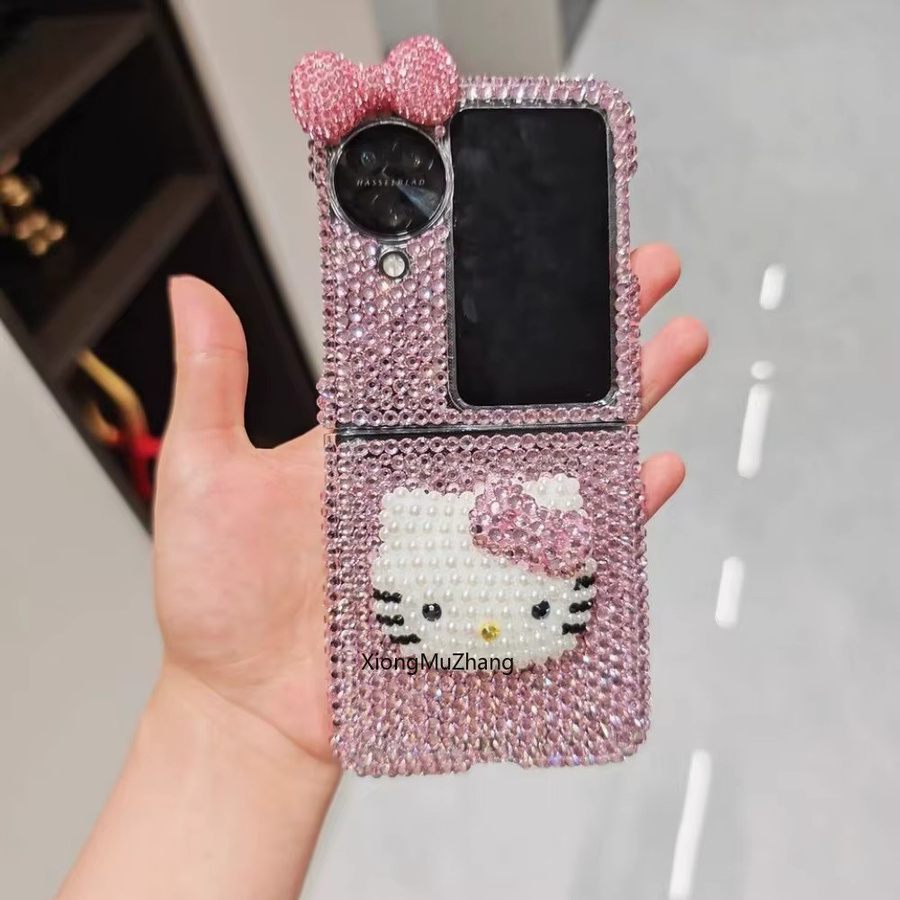 Glitzernde Hello Kitty Handyhülle für Samsung Galaxy Z Flip und Z Fold in Pink mit 3D-Rhinestone-Effekt - Bild 3