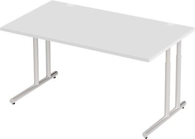 Schäfer Shop Select Schreibtisch COMBITEC mit C-Fuß und Kabeldurchlass, Rechteck, lichtgrau/weißaluminium, B: 160 cm, T: 80 cm, H: 67,7-81,7 cm - Bild 1