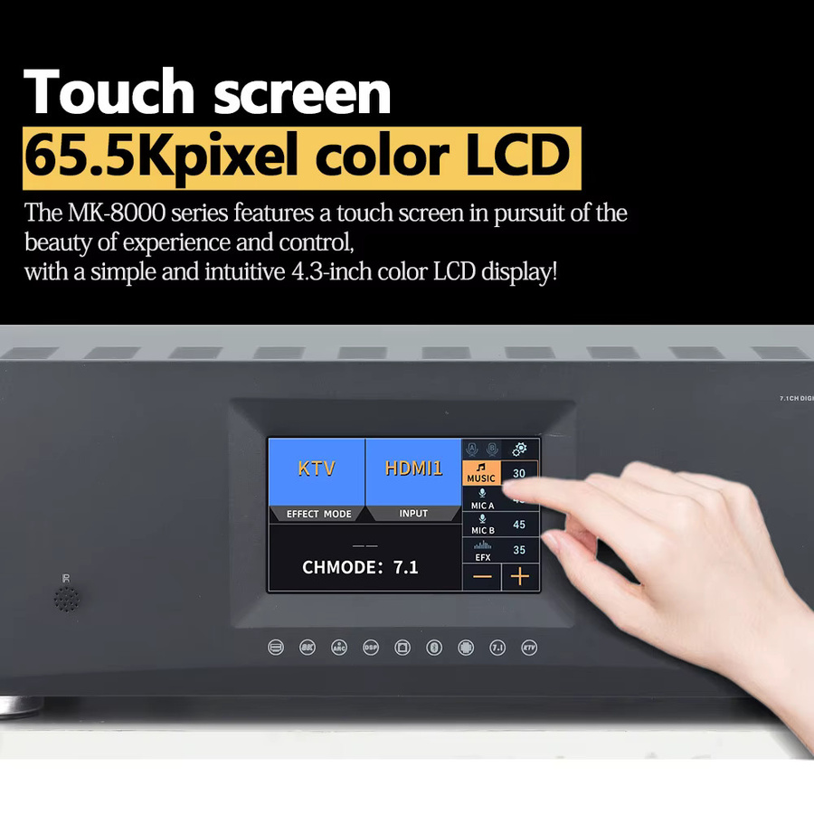 PAHOPE 7.1 Heimkino-System AV-Receiver in Schwarz mit 3D/8K und DTS Digital HD für Karaoke und Audio-Anwendungen - Bild 5