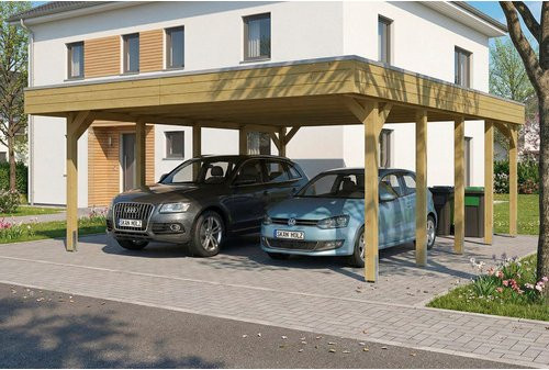 SKANHOLZ Carport Friesland aus Fichte mit Stahl-Dachplatten in Grün, B: 546 cm, T: 708 cm - Bild 1