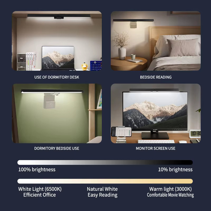 NOVEYEE USB Monitorlicht in Schwarz – Stufenlos dimmbare LED-Leiste mit Touch-Steuerung für Home Office und TV-Backlight - Bild 4
