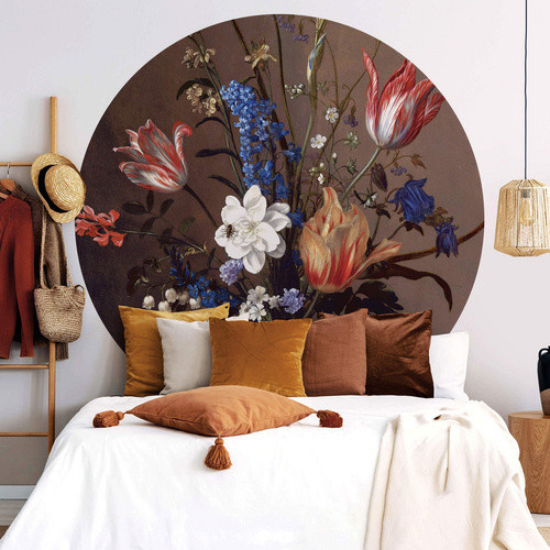 K&L Wall Art Runde Vliestapete Van der Ast Blumen Kunstdruck, mehrfarbig, matt, B: 153 cm, H: 140 cm - Bild 2