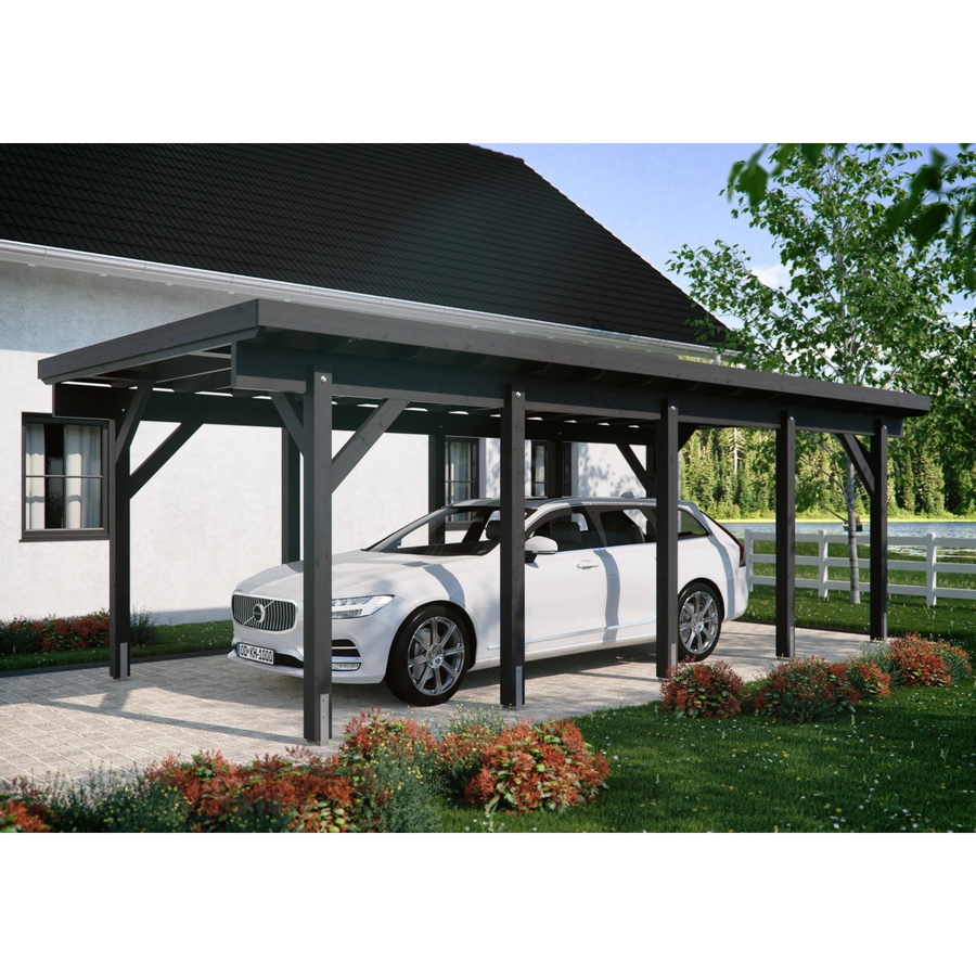 Kiehn-Holz Einzelcarport KH 321 aus Fichtenholz mit Satteldach und Stahl-Dacheindeckung in Anthrazit, B/T: 344 x 754 cm - Bild 2