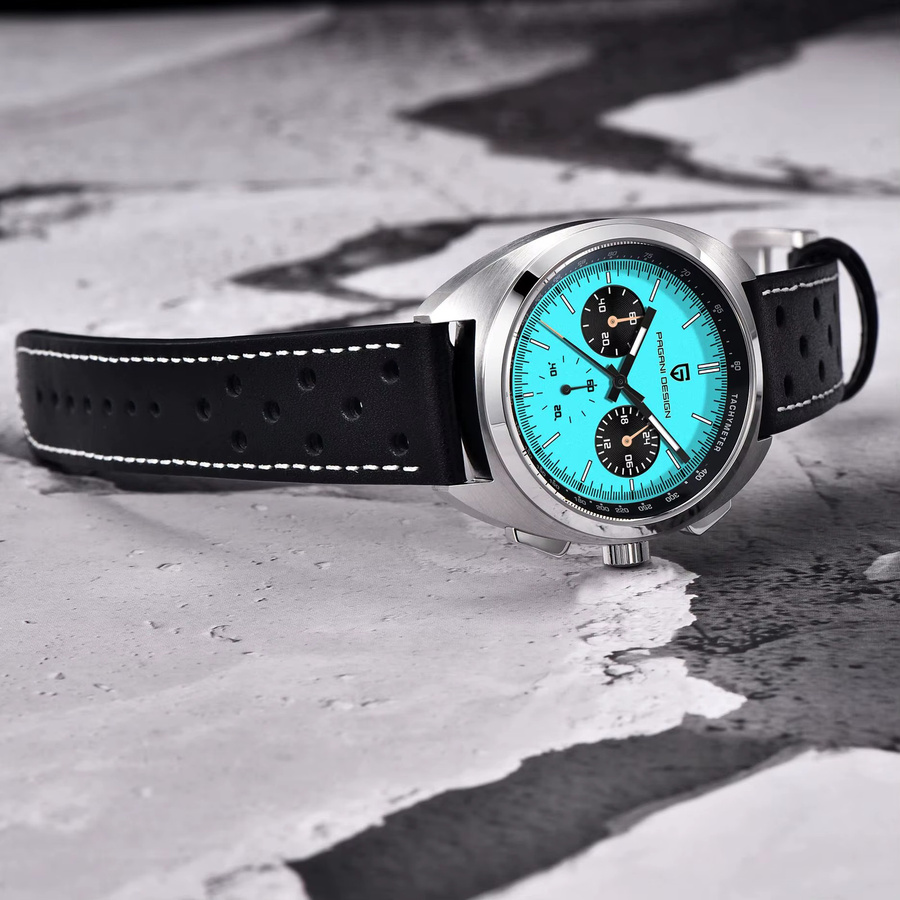 PAGANI DESIGN Chronograph, Quarz, Edelstahl, Leder, Blau, Herren - Bild 4