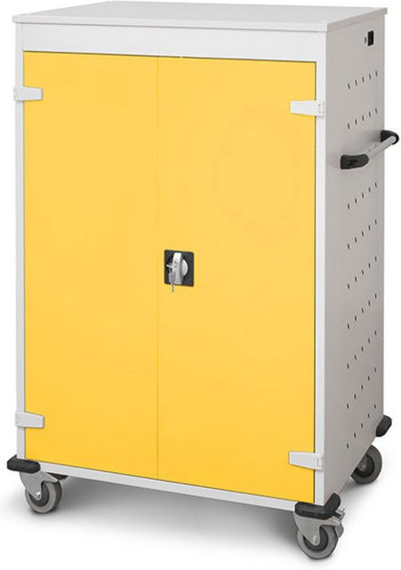 rotstahl Laptopwagen mit 20 Fächern, Korpus lichtgrau und gelbe Türen, B: 92 cm, H: 125 cm - Bild 1