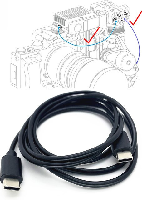 DJI USB-C-auf-USB-C-Steuerkabel für Focus Pro Grip, LiDAR-Motor und Kameras wie Canon R5, Sony A7C oder Nikon Z6, Schwarz - Bild 1