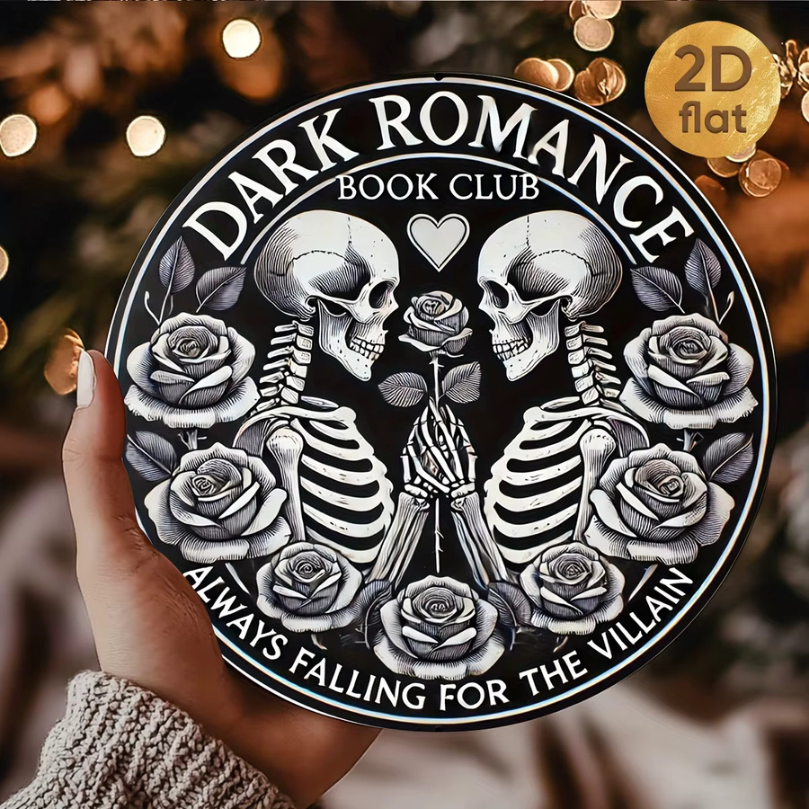 Potdemiel Dark Romance Book Club Metall-Wandschild mit Skull und Rose Design in Schwarz, Durchmesser: 19,99 cm - Bild 6