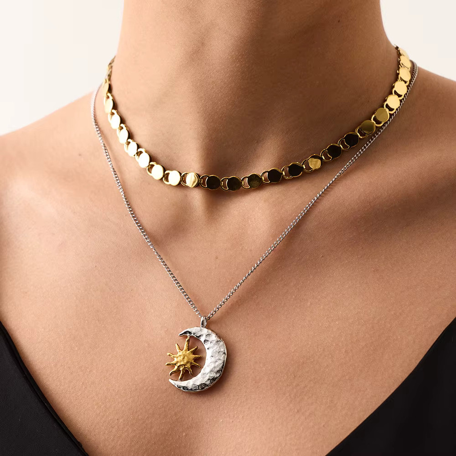 DancyFairy Halskette Mond-Stern-Anhänger, 18K vergoldet, Edelstahl, Bicolor, Damen - Bild 3