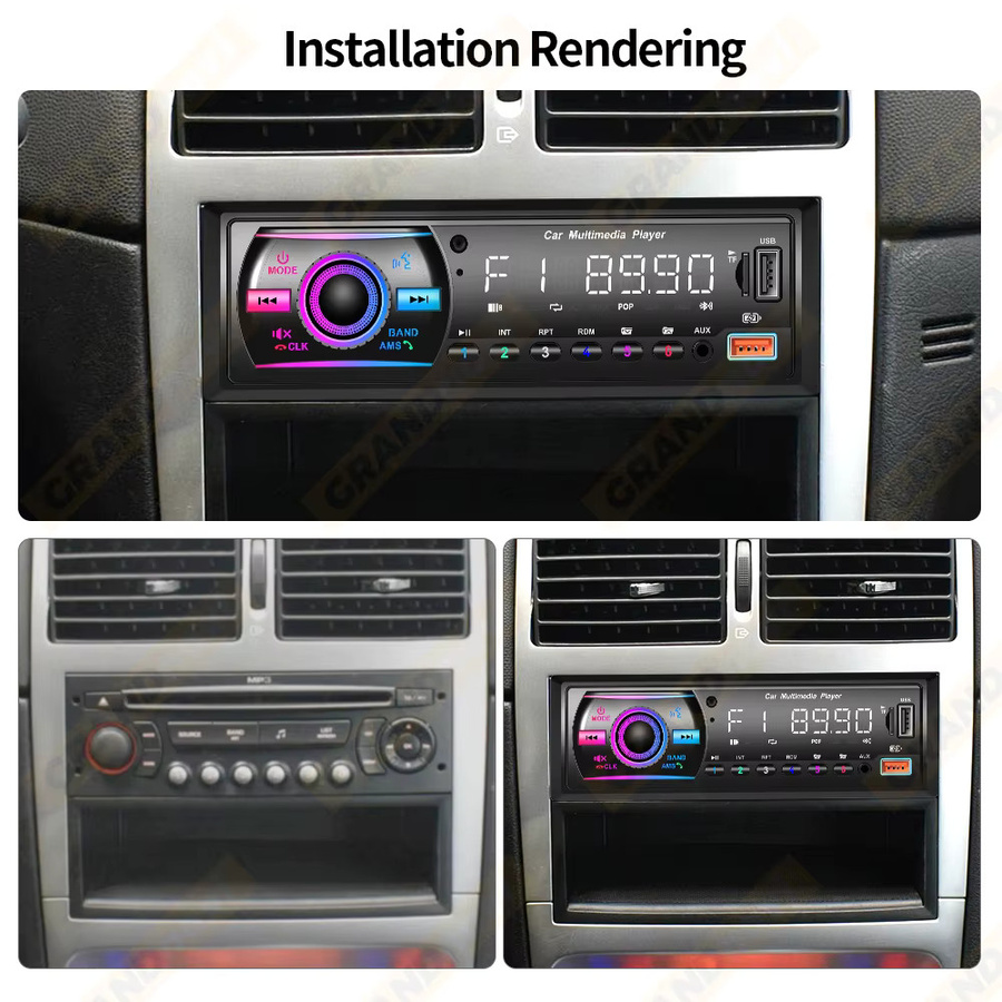 Grandnavi 1 DIN Autoradio mit Bluetooth, MP3-Player und Sprachassistent in Schwarz - Bild 2
