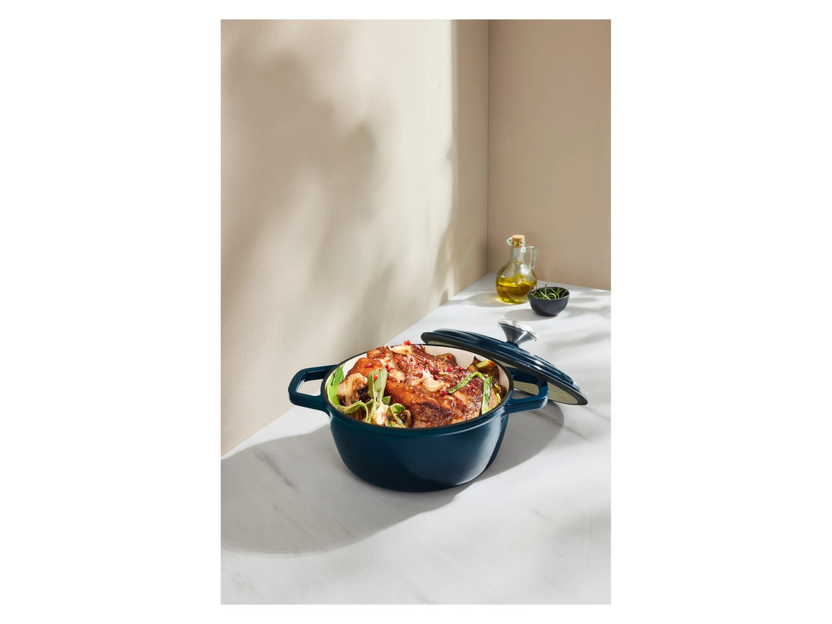SILVERCREST® Premium-Gusseisentopf aus emailliertem Gusseisen, Blau, Durchmesser: 21 cm - Bild 2
